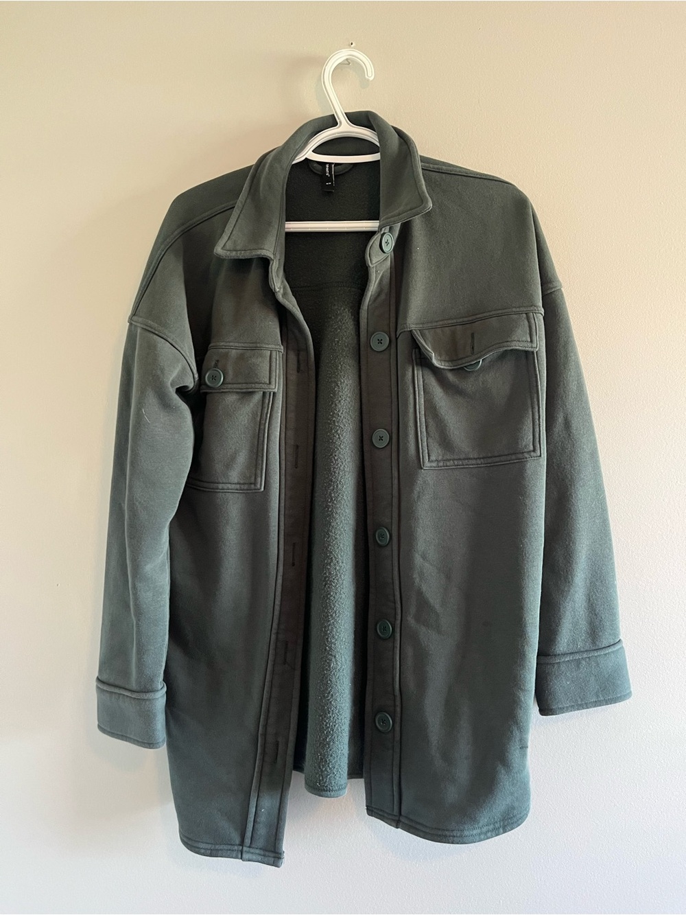 Women’s Oversized soft sweater Jacket in Dark Green with Button Front